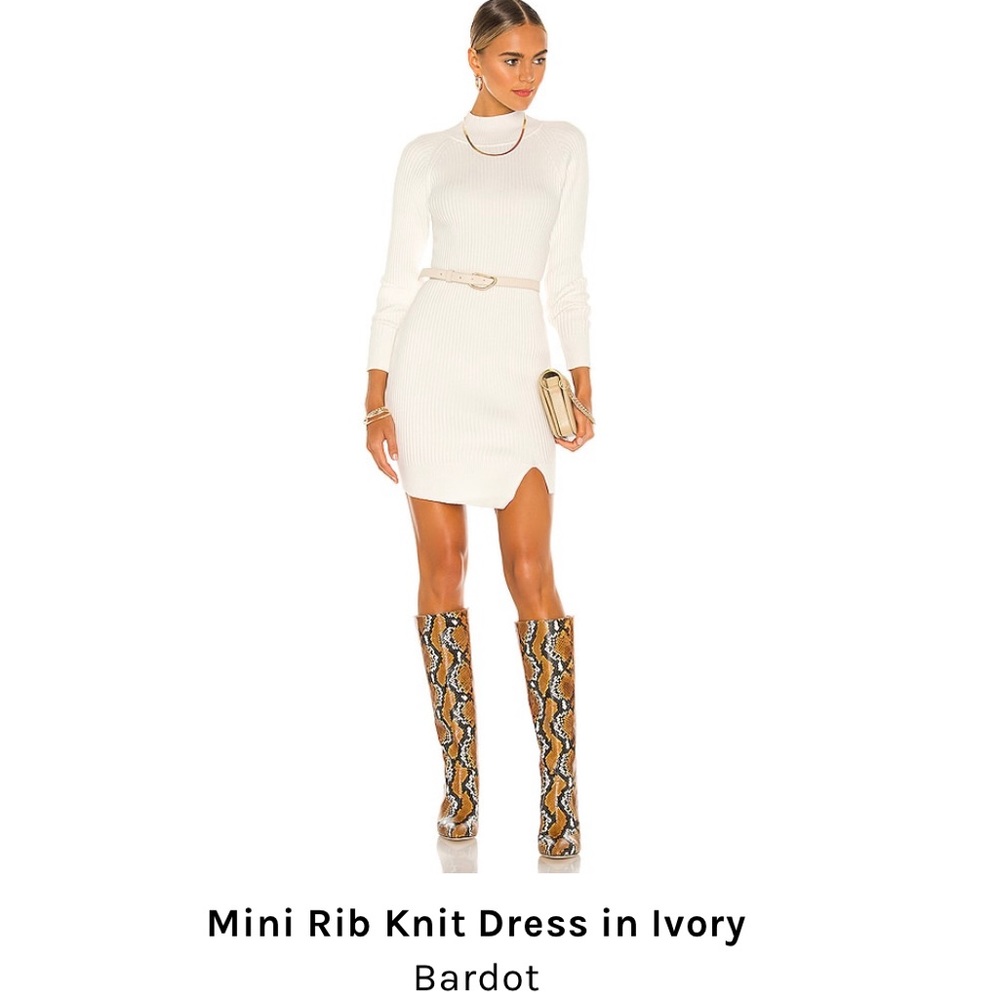 Mini Rib Knit Dress Bardot